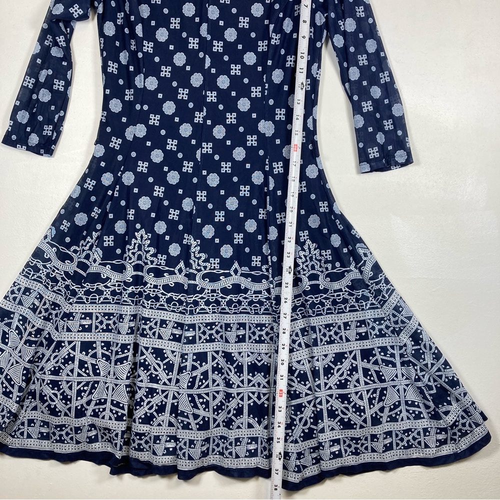 Haani Midi Dress Fit & Flare mesh Navy Blue Petite Small Boho Bohemian - Picture 5 of 16